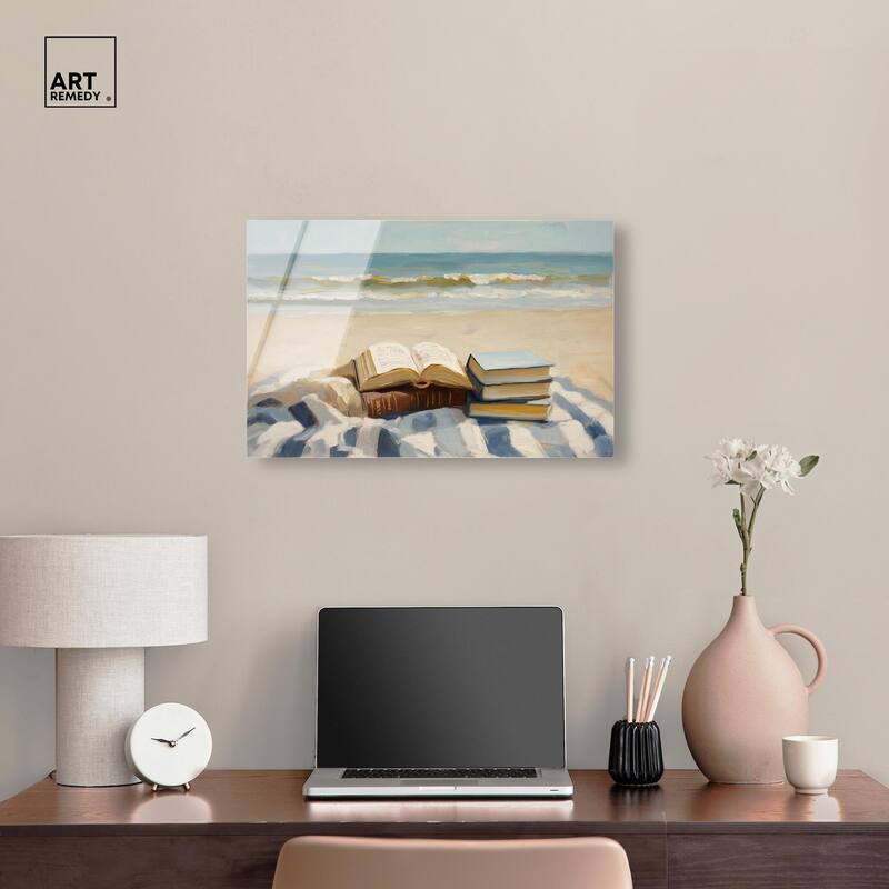Beach Reading Acrylic by Art Remedy, Ready to Hang