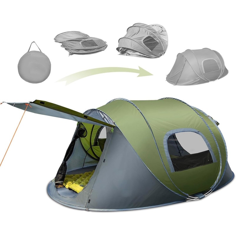 6 Person Pop Up Tents for Camping Double Layer Waterproof Instant Tent with Vestibule Porch Large Family Camping Hiking Tent Bed Bath Beyond 40691639