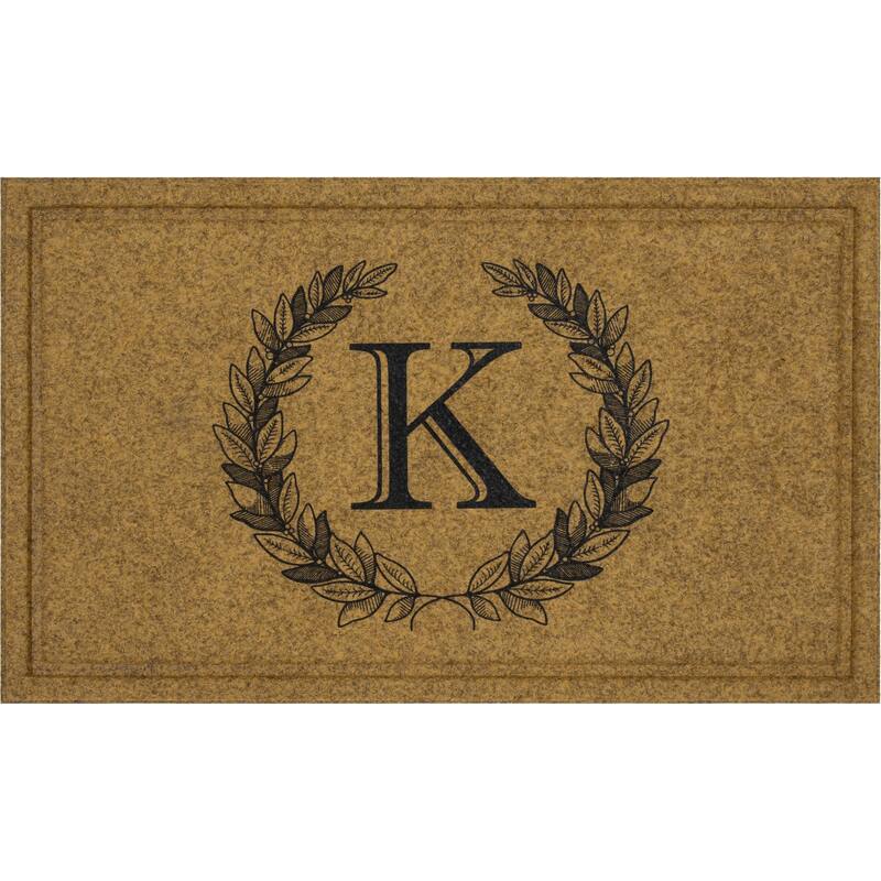 Mohawk Home Monogram Initial Faux Coir All Weather Recycled Rubber Door Mat - 2' x 3' - Laurel Monogram K