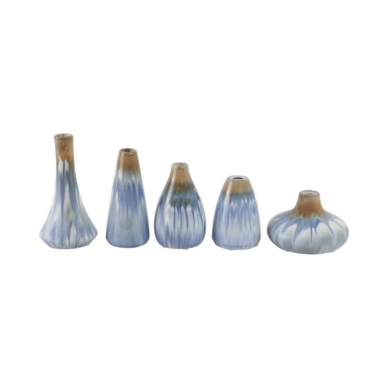 Stoneware Decorative Vases with Silhouettes Curved Forms (Set of 5)