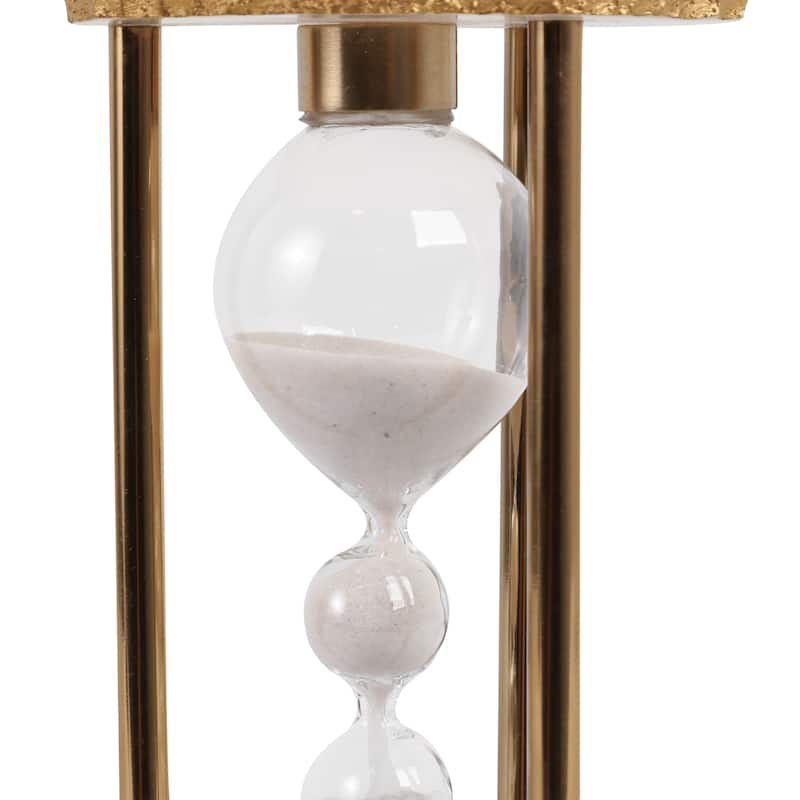 Resin Glass Hourglass Object Glam Modern Home Office - 10" Ivory - 4" x 3" x 10"