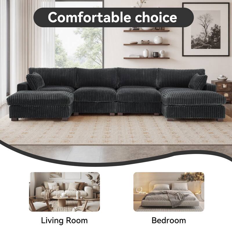 Oversized U-shaped Plush Modular Sectional Sofa Set