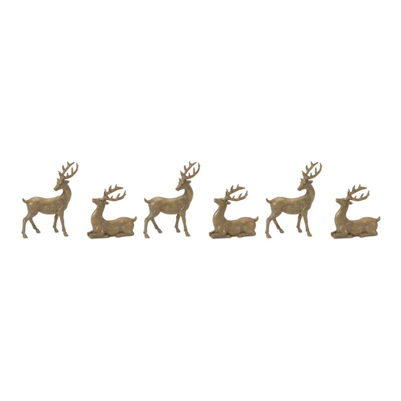 Set of 6 Mini Deer Christmas Tabletop Figurines 5"
