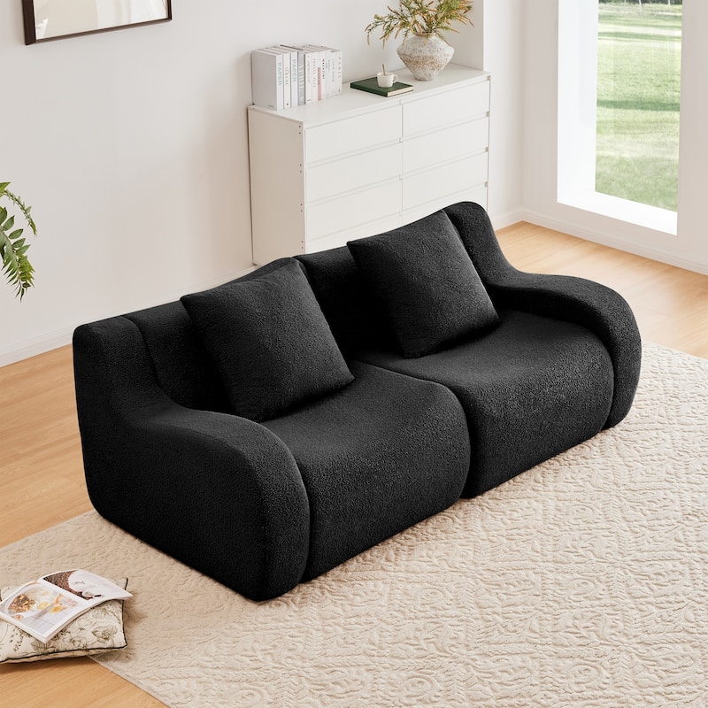 GDF Studio - Fairford 2-Seat Modular Sofa With Curved Armrests & Non-Slip Base