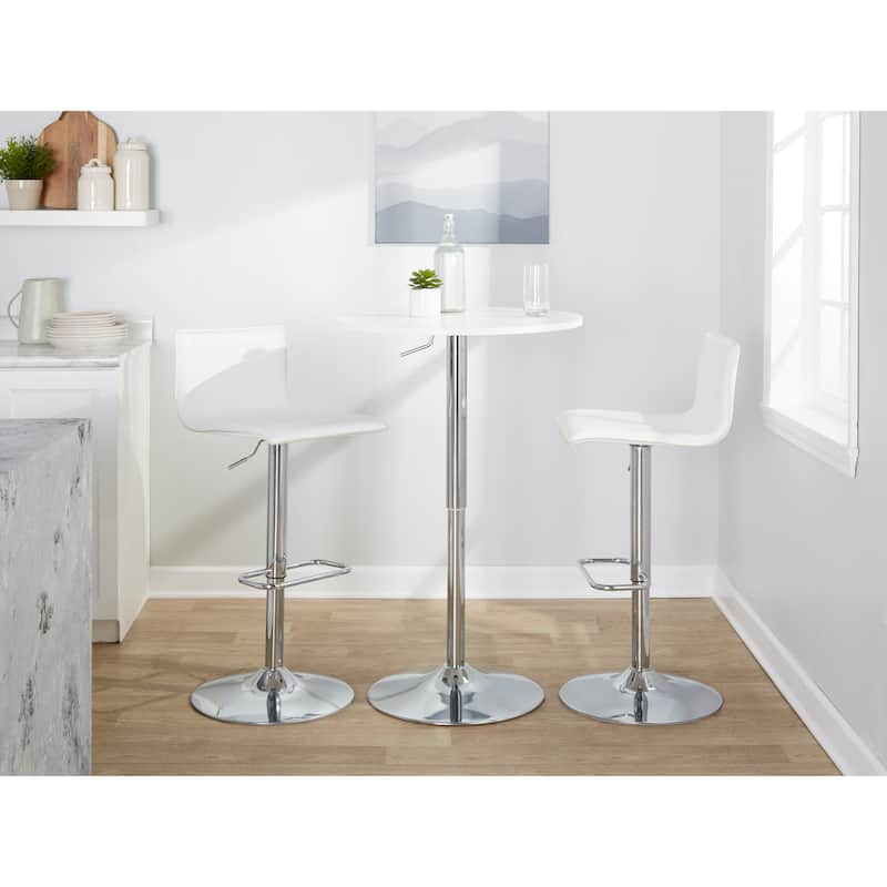 Porch & Den Mara Upholstered Adjustable Bar Stool with Rounded Rectangle Footrest (Set of 2)