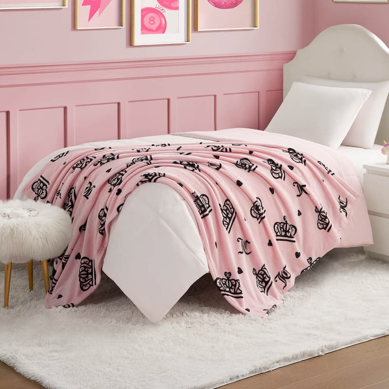 Juicy Couture Printed Plush Throw Blankets