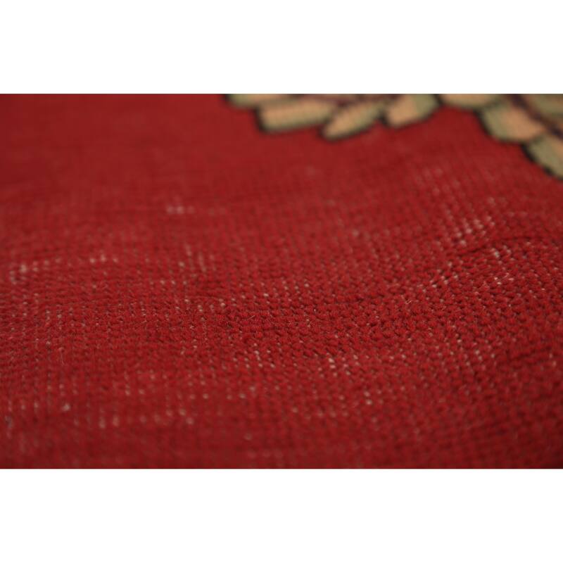 Red Medallion Tabriz Persian Vintage Area Rug Handmade Wool Carpet - 9'10" x 13'4"