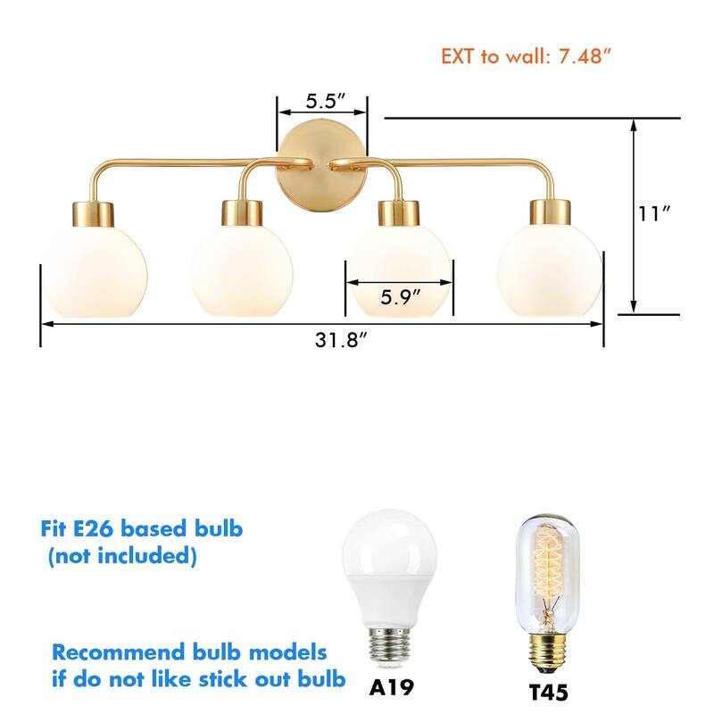 Tenerife Brass Modern Bath Vanity Light / Wall Sconce