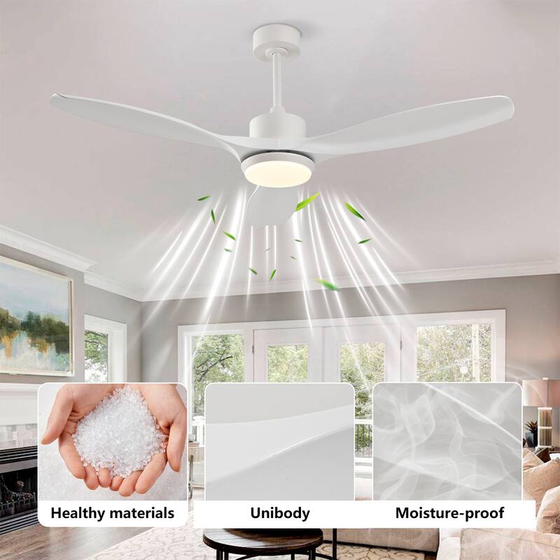 Sofucor 42/52 Inch Ceiling Fan With Light,3 ABS Blades Remote Control,Reversible DC Motor With Dimmable LED