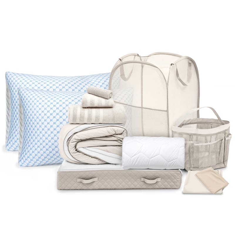 Empyrean Back to College Kit with Ice Pillow/ Down Alternative Pillow - Linen - Complete Kit with Cooling Pillows
