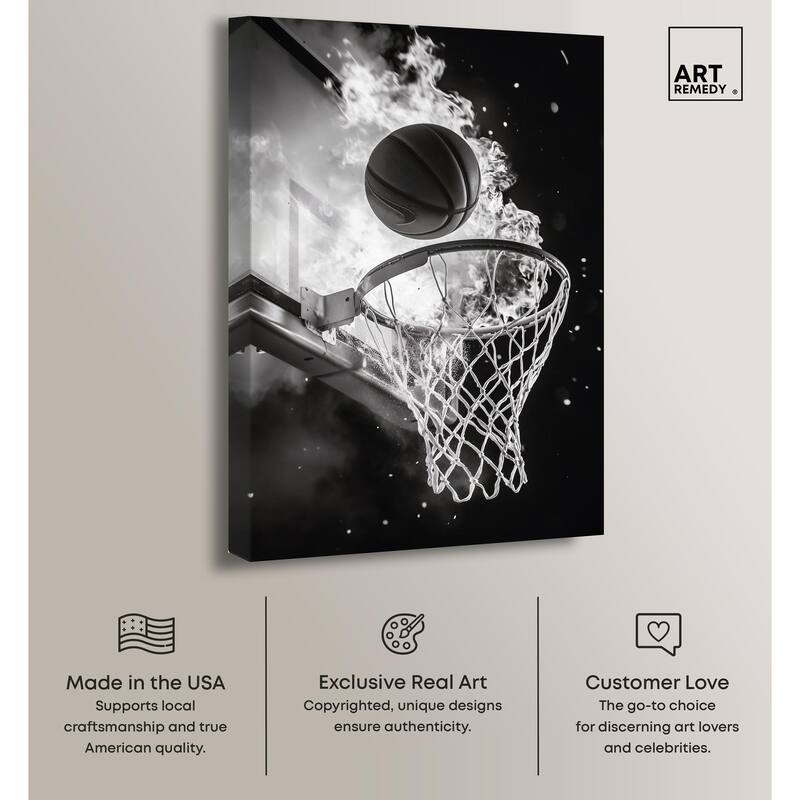 Scorch Some Hoops Canvas by Art Remedy, Gallery Wrapped