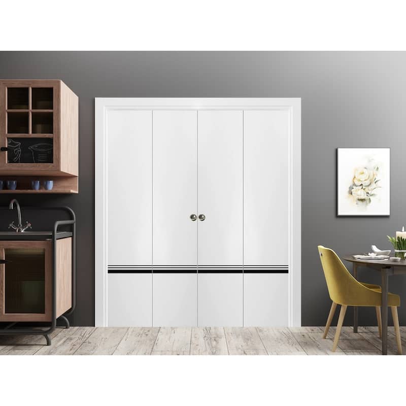 Double Bi-fold Doors Planum 0012 White Silk with Sturdy Tracks