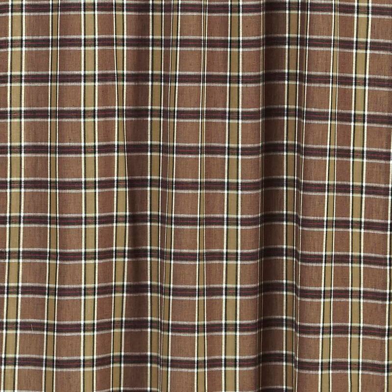 Tan Rustic Curtains VHC Wyatt Prairie Panel Pair Cotton Plaid - 63x36