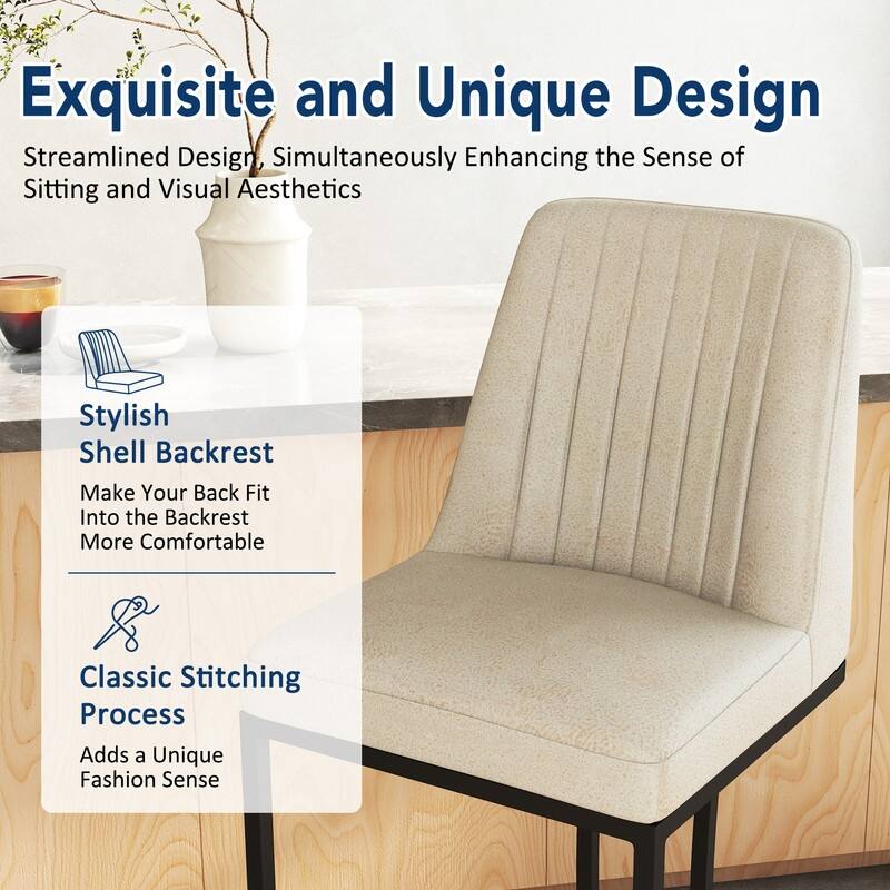 24.8 Inches Modern Cushion Counter Height Bar Stools with Metal Frame Set of 2