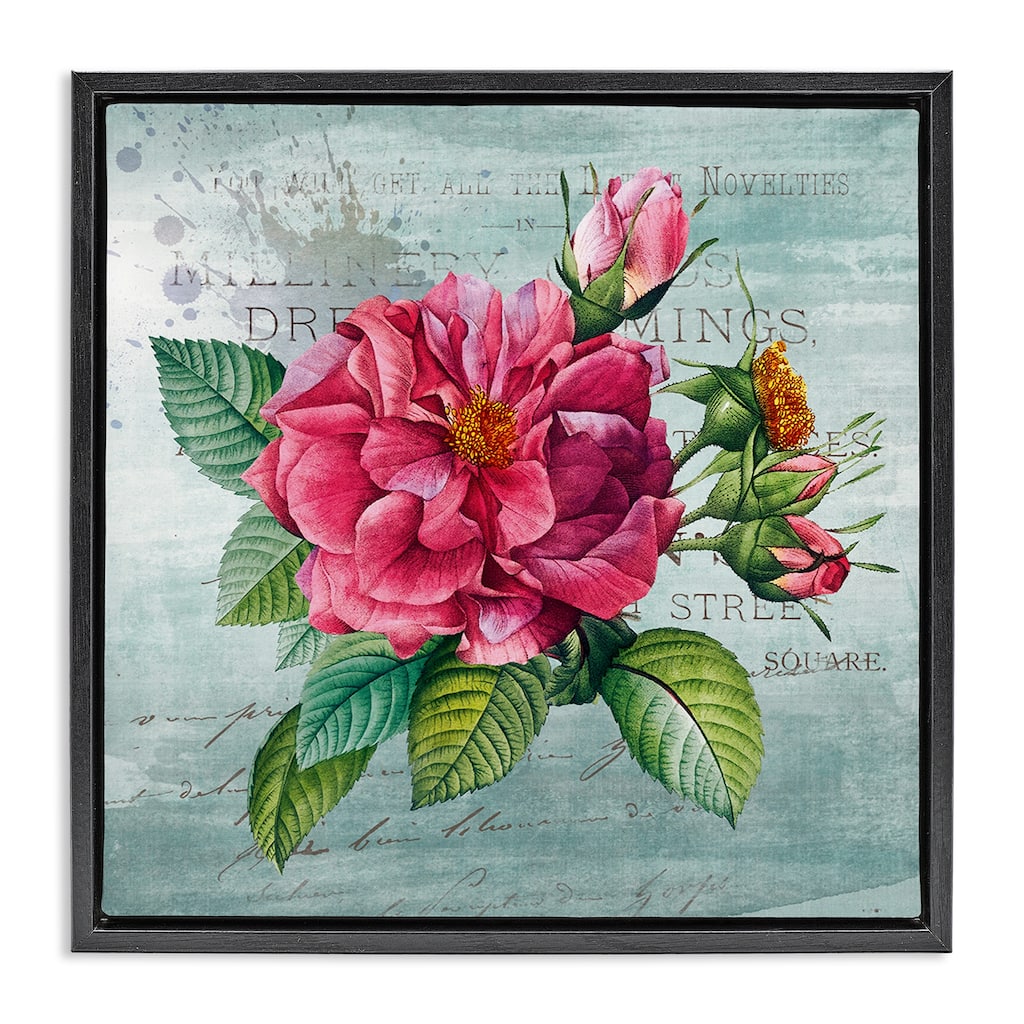Stupell Pink Garden Flower over Rustic Framed Floater Canvas Wall Art Design By Susan Arnot