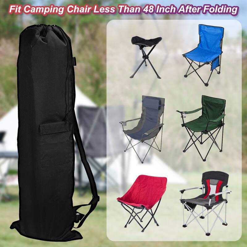 48" Foldable Camp Chair Replacement Bag Oxford Large Mouth Carry Bag - Black