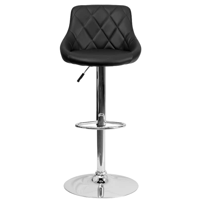 Diamond Pattern Vinyl Bucket Seat Adjustable Barstool - 18.5"W x 19"D x 33.25" - 41.75"H