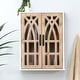 preview thumbnail 1 of 14, Farmhouse White and Natural Wood Cathedral Storage Wall Cabinet - 23.6" H x 18.9" W x 8.27" D