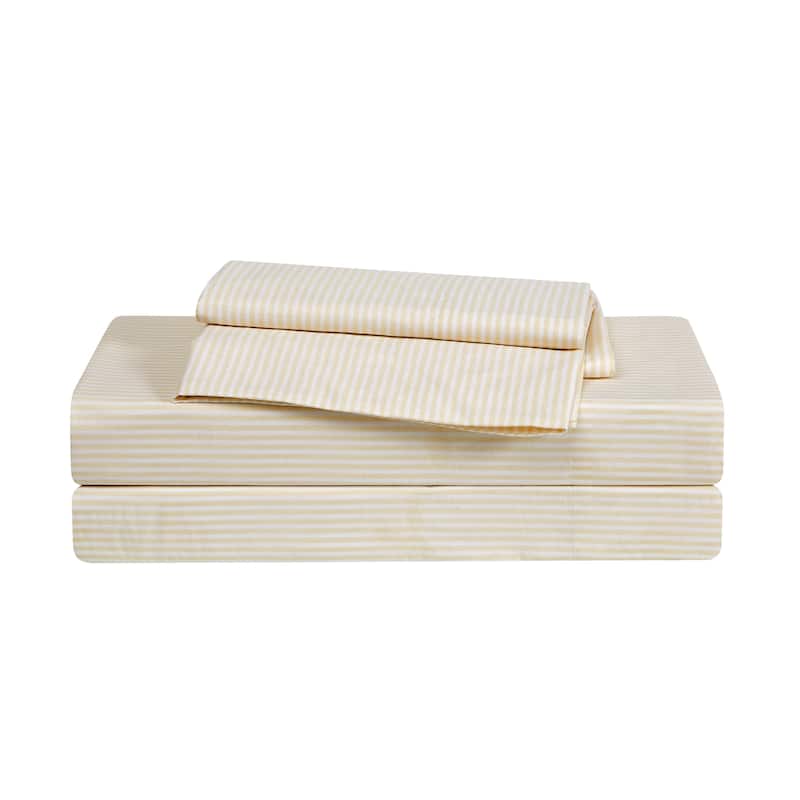 Brooklyn Loom Pinstripe Sheet Set - King - White/Ivory