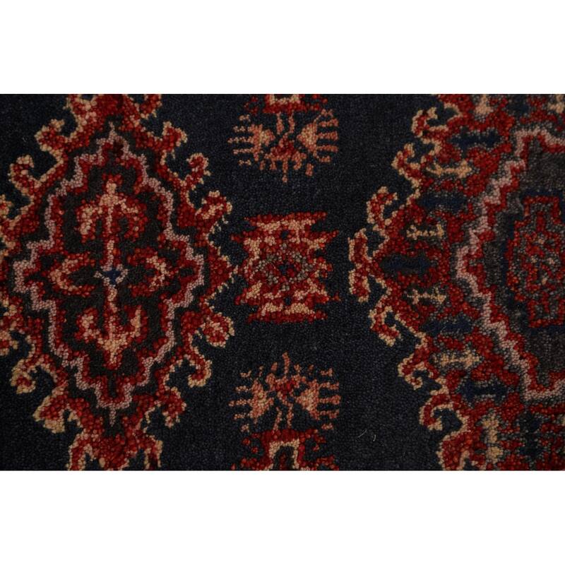 Geometric Viss Indian Runner Rug Handmade Wool Carpet - 2'7"x 8'0"