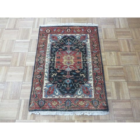 Hand Knotted Black Sarabi-Serapi with Wool Oriental Rug (2'1" x 2'10") - 2'1" x 2'10"