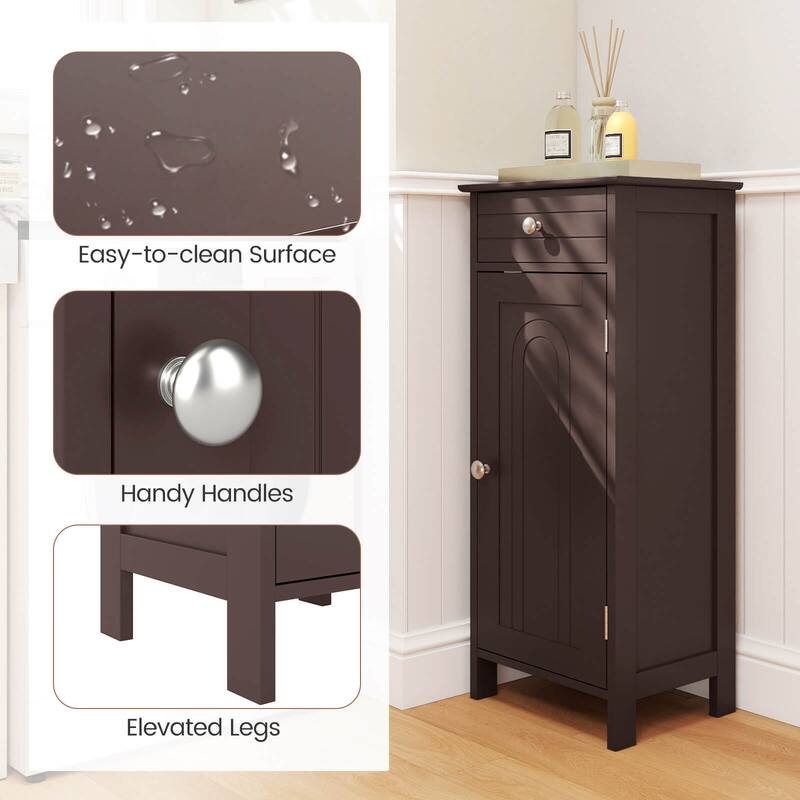 Costway Bathroom Floor Cabinet Storage Organizer Free-Standing with - See details