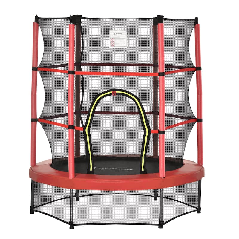 Outsunny 5' Diameter Kids Trampoline with Net for Indoors & Outdoors, Ages 3 to 6