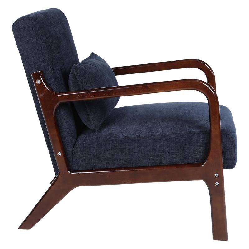 Armchair Solid Wood Frame Accent Chair with Detachable Lumbar Pillow Living Room Chairs