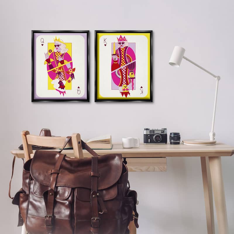 Stupell King & Queen Cards Framed Floater Canvas Wall Art Design By Grace Popp (Set of 2)