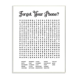 Stupell Phone Crossword Puzzle Bathroom Word Design Wood Wall Art