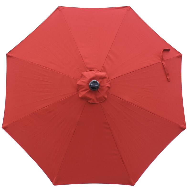 Mirage Fiesta 9-ft Octagonal Market Umbrella with Solar LED Lights - Red