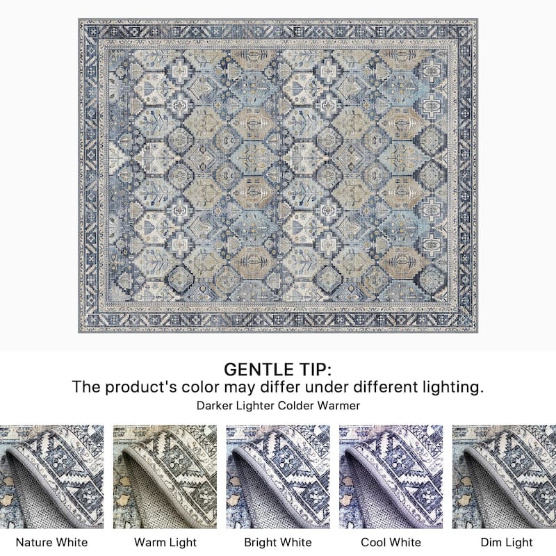 Mcow EverEase Collection Low Pile Machine Washable Non-Slip Area Rug