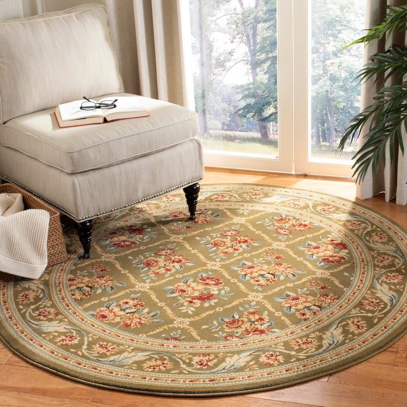 SAFAVIEH Lyndhurst Argelia Traditional Oriental Trellis Rug - 5'3" Round - Green/Green