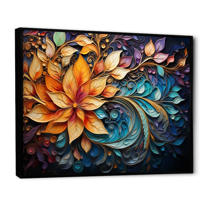 Designart "Colorful Indian Art Mystic Rangoli I" Indian Art Framed Wall Decor