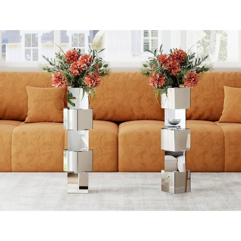 27.75" Square Glass Floor Vase