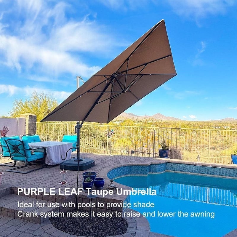 PURPLE LEAF Patio Cantilever Umbrella with 360 Degree Rotation UV Protection