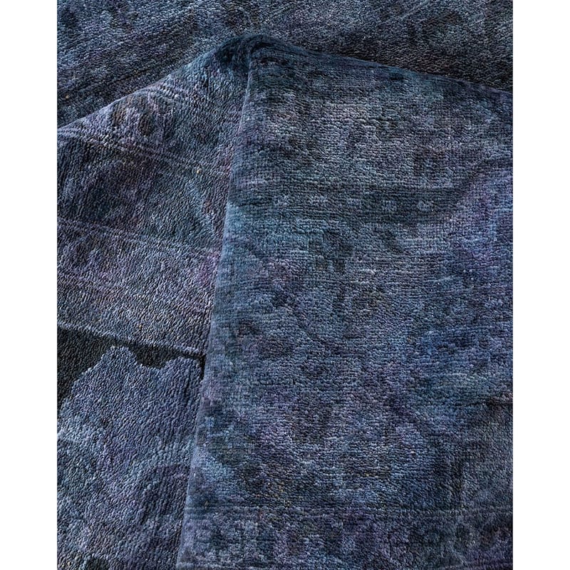 Overton Handknotted Wool Vintage Inspired Contemporary Overdyed Purple Area Rug - 14' 9" x 12' 0"