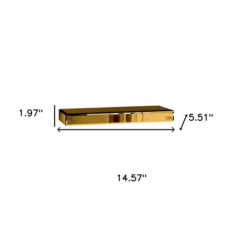 HomeRoots Set Of Three Gold Glass Wall Mounted Floating Shelves - 14.57 in. x 1.97 in. x 5.51 in.