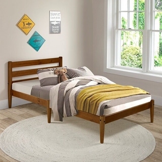 Mid-Century Twin Size Platform Bed - Castanho Finish - Bed Bath ...