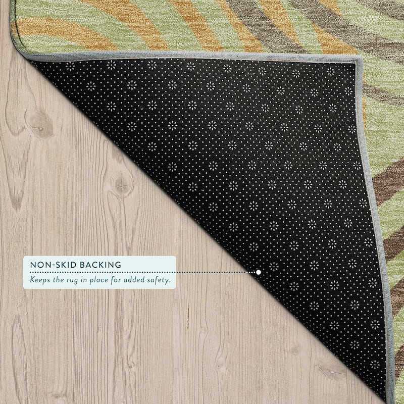 Machine Washable Indoor/ Outdoor Contemporary Swirls Chantille Rug