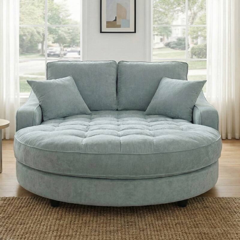Christopher Knight Home - Modern Upholstered Chenille Fabric Sofa Bed with Tufted Seat and Detachable Pillows