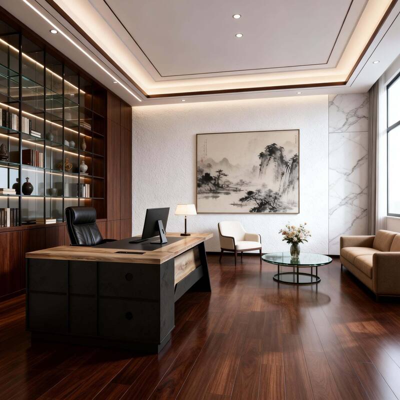 WESOME 78in Modern L-Shaped Executive Desk with Drawer 2-Tier Storage Shelves Cabinets