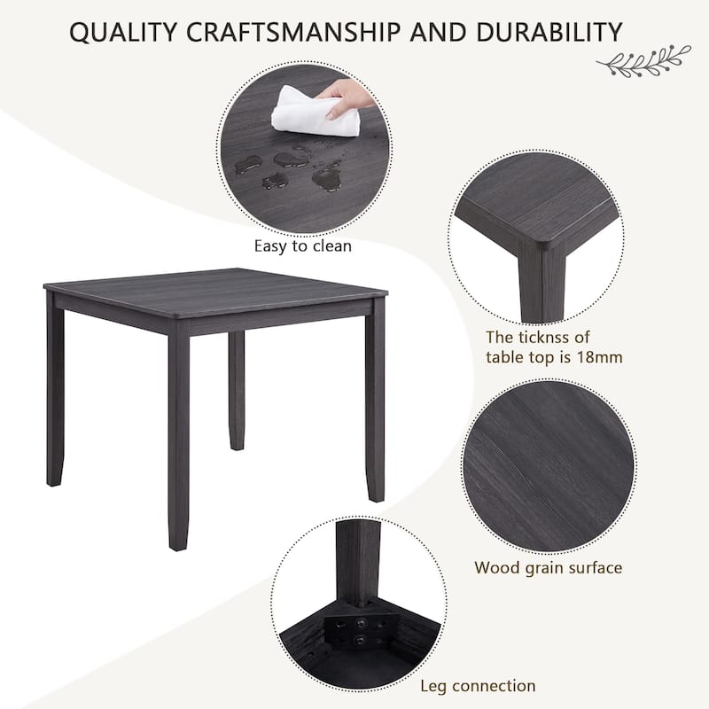 GDFStudio - Ironvale 5-Piece Modern Square Dining Table Set with 4 Upholstered Chairs