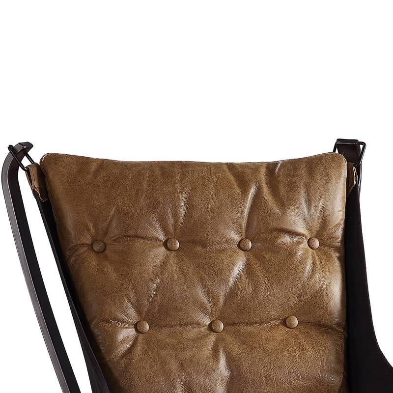 Faux Leather Upholstered Metal Frame Accent Chair with Star Base,Brown