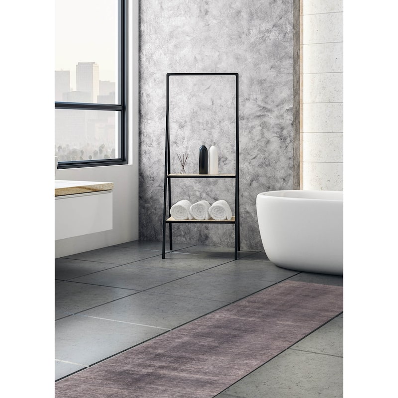 ECARPETGALLERY Hand-knotted Color Transition Dark Grey Wool Rug - 2'6 x 13'11