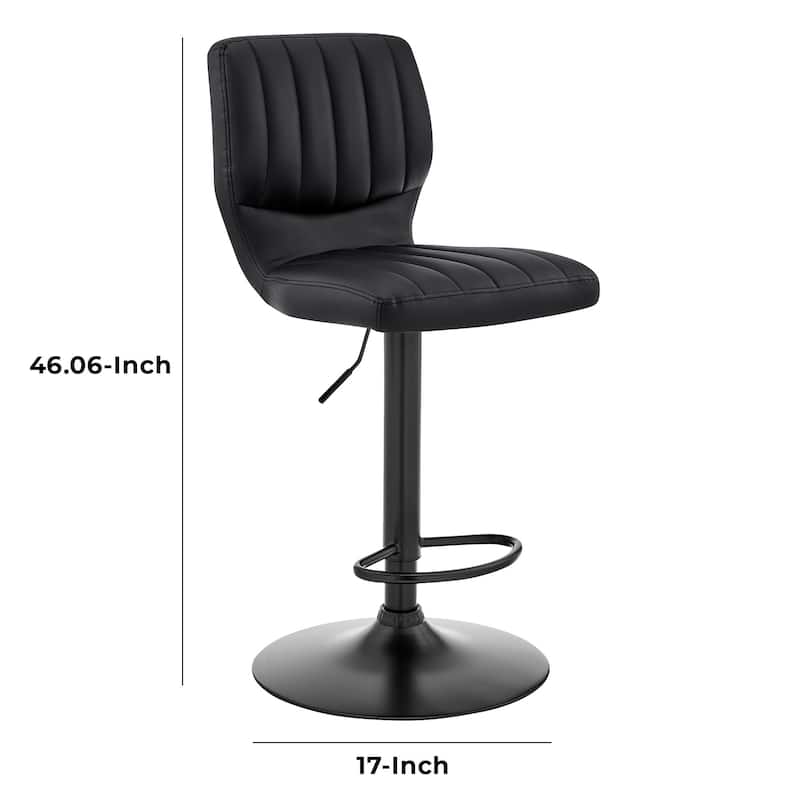 21 Inch Metal and Leatherette Swivel Bar Stool, Black