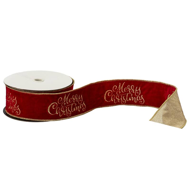2.5" X 10Y Velvet "Merry Christmas" Ribbon
