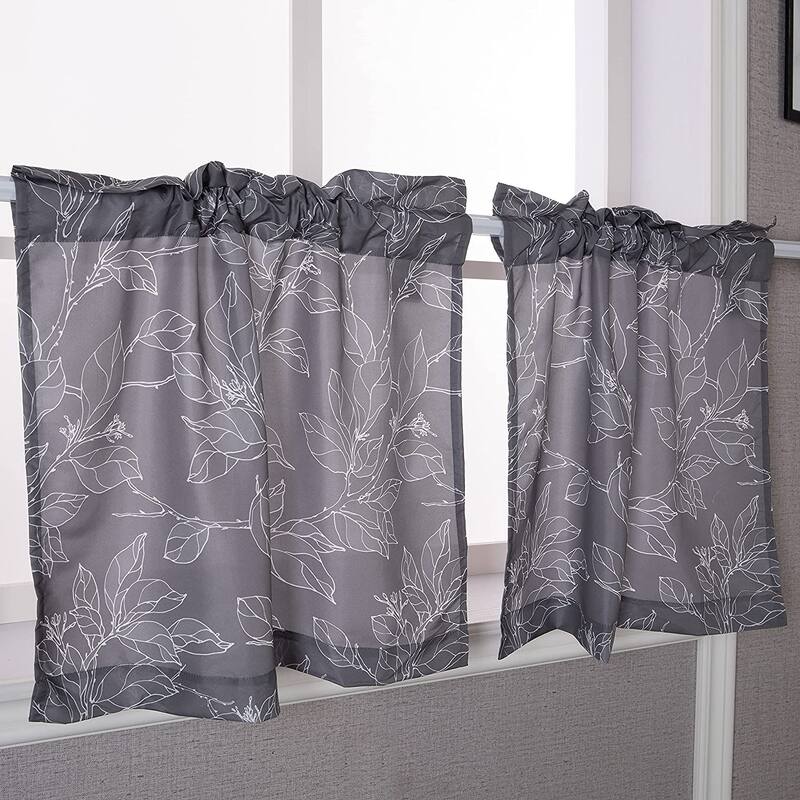 DriftAway Ryan Sketch Floral Branch Leaves Pattern Curtain Set