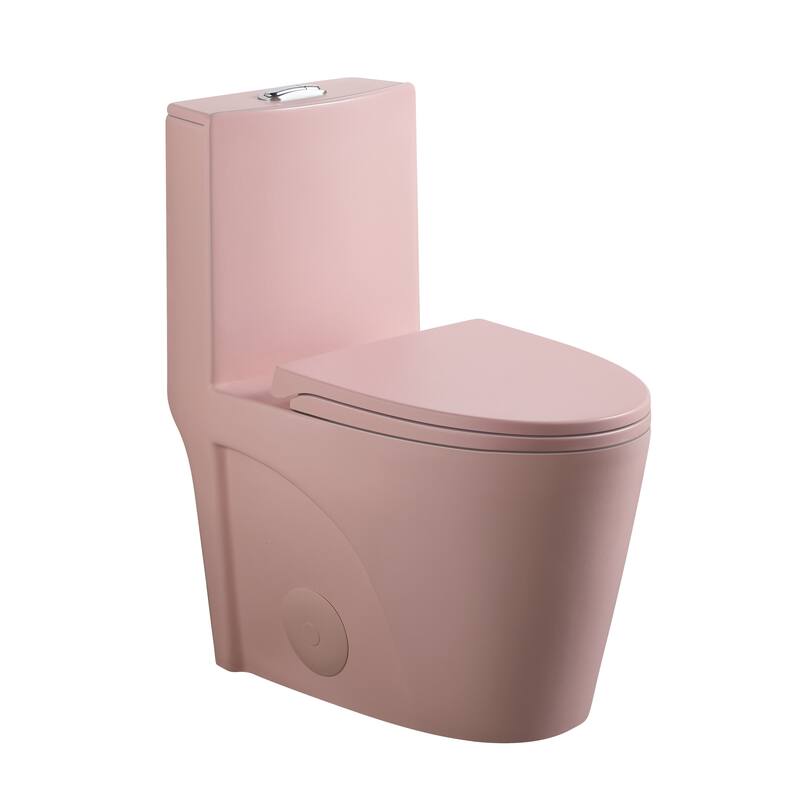 1.6/1.1GPF Dual-Flush One-Piece Toilet, Elongated ADA, 12" S-Trap,Pink