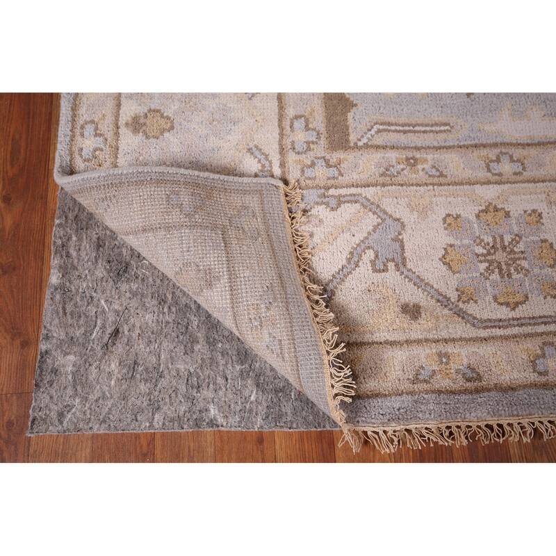 Gray Oushak Indian Area Rug Handmade Transitional Wool Carpet - 8'1"x 9'10"